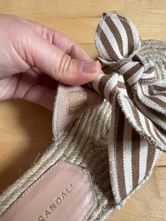 Loeffler Randall Daisy Platform Espadrille Sandal Womens 38/ US 8 Striped Bow - Picture 6 of 7